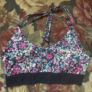 PINK Victoria's Secret Floral Sports Bra - Black and Pink